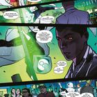 Comic mit mehreren Panels. Ein Mann in Weiß, wahrscheinlich ein Superheld, wird von anderen Menschen beobachtet. Dialoge beleben die Szene.