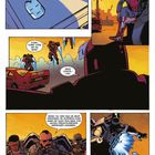 Comic-Panels mit Iron Man. Dialoge und Actionszenen: Kampf mit fliegenden Rüstungen und bewaffneten Männern.