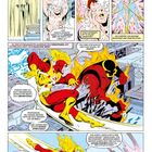 Comicseiten mit Texten: Ronnie duscht, verwandelt sich in Firestorm; Kampf gegen Brimstone in einer Stadtlandschaft.
