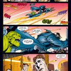 Comic: Cowboy mit Gewehr ruft, Schüsse fliegen, Dialog zwischen grünem Monster und Retter auf Fluggerät, Männer an Galgen.