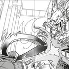 Ein Krieger kämpft in einer riesigen Halle gegen einen mächtigen, feuerspeienden Drachen. Es handelt sich um eine Illustration.