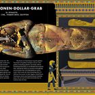 **DAS MILLIONEN-DOLLAR-GRAB**  
**18. DYNASTIE**  
**1323 V. CHR., THEBEN-WEST, ÄGYPTEN**  
Vergoldeter Sarkophag von Tutanchamun, umgeben von Hieroglyphen und ägyptischen Symbolen.