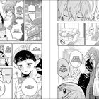 Zwei Seiten eines Mangas. Links mit drei Frauen, rechts ein Mann mit Einkaufstaschen im Raum.