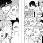 Ein schwarz-weißer Manga mit zwei Jungen, die über Gefühle und Beziehungen sprechen. Einer ist verlegen, der andere lächelt.