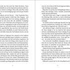 Seite 14 und 15 eines Buches. Textabsatz beschreibt Viri in einer Taverne "Zum Tropfenden Fass". Sie beobachtet Gäste.