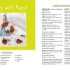 "Dackel mit Pulli", Anleitung für Häkelarbeiten. Kleiner brauner Dackel mit blau-weißem Pullover als Schlüsselanhänger.