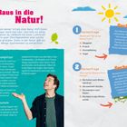 Raus in die Natur! Zwei Checkerfragen; 1: Der Kleine Fuchs ist ein Schmetterling. 2: Maulwürfe sammeln Vorräte. Enthält Illustrationen.