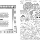 Text über Oslo und Helsinki. Oslo: Hauptstadt Norwegens, erwähnte Sehenswürdigkeiten. Helsinki: ideale Fahrradstadt. Rechts eine detaillierte Illustration: Person fährt Fahrrad, bunte Häuser, Bäume.