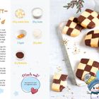 "Schachbrett-Kekse mit Karomuster. Zutaten: 200g Butter, 120g Zucker, 2 Eigelb, 350g Mehl, 30g Kakaopulver. Anleitung Schritt 1-4."