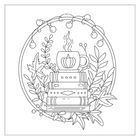 Eine Illustration zeigt einen Stapel Bücher, eine dampfende Tasse obendrauf, umgeben von Blättern und Beeren im Kreis.