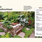 "Stein #2 Komposthochbeet. Stein ist ein vielseitiger Werkstoff. Checklist: Einfach, 1-2 Tage, flexibel. Bild von bepflanztem Steinbeet."