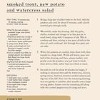 Ein Rezept für "Smoked trout, new potato and watercress salad" mit Zubereitungszeit, Zutatenliste und Schritt-für-Schritt-Anleitung.