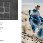 "So wird’s gemacht" erklärt das Häkeln von Quadraten. Rechts eine Person am Strand mit einer blauen gehäkelten Decke.