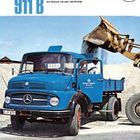 „LK-LAK 911 B“, 8,99 t, 110 PS/DIN. Mercedes-Logo. Blauer LKW von „Fried. Krupp GmbH Essen“. Radlader kippt Schotter.