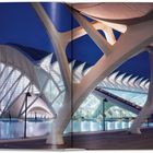 Keine Texte vorhanden. Futuristisches, beleuchtetes Gebäude mit geschwungenen, weißen Strukturen vor Nachthimmel.