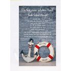 Text: "Du bist mein geliebtes Kind, hab keine Angst!" Darunter ein Anker und ein Rettungsring mit der Aufschrift "Welcome Aboard".