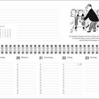 Januar-Kalender, Woche 3. Illustration: Person drängelt durch eine Reihe.