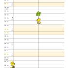 Kalenderblatt für Mai mit Comic unten: Snoopy malt, und Woodstock sagt "JETZT!" und "DANKE!".