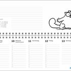 FEBRUAR. 8 Montag Rosenmontag, 9 Dienstag Fastnacht, 10 Mittwoch Aschermittwoch. Illustration: Katze mit Geschenk.