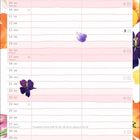 Kalender für Mai, besondere Tage: 1. Maifeiertag, 6. Christi Himmelfahrt, 9. Muttertag, 16. Pfingsten. Illustration mit Blumen.