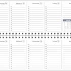 Kalenderseite mit zwei Wochenansichten. Enthält die Tage Montag bis Sonntag, Kalenderwochen 6 und 7, und den Monat Februar.