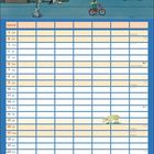 Kalender mit dem Monat Mai, Feiertagen und Platz für Namen. Oben Illustration einer ländlichen Nachtlandschaft mit Tieren.