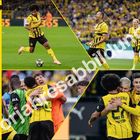 „5 Mai 2026“ in großem Text. Fußballspieler in gelben Trikots auf dem Spielfeld, Jubelszenen, BVB 09 Logo unten rechts.