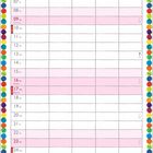 Kalenderseite Mai mit bunten Kreisen am Rand, illustriert mit Früchten unten. Feiertage markiert: Maifeiertag, Muttertag, Pfingsten.