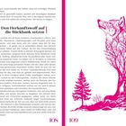 Zentraler Text: „Den Herkunftswolf auf die Rückbank setzen“. Illustration: Ein Wolf neben Bäumen.