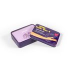 Text auf zwei Dosen: "Mini-Talk-Box 4 Abschied" und "RITUALE". Illustrationen von Händen und einem Herz auf violettem Hintergrund.