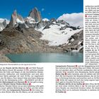 Die Seven Summits Patagoniens: Panoramablick von der Laguna de los Tres. Landschaft mit Bergen und See.
