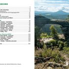 INHALTSVERZEICHNIS: Themen und Wanderrouten im Elbsandsteingebirge. Rechts eine Felsformation mit Wald und Himmel.