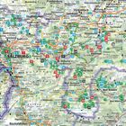 Landkarte der Region Salzburg, Österreich, mit Städten, Straßen und Naturgebieten. Haupttext: "SALZBURG".