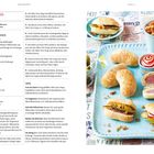 MINI-HOT-DOGS  
Zubereitungszeit ● Zutaten: Wiener, Gurken, Röstzwiebeln  
Rechte Seite: Mini-Hot-Dogs, Ketchup, Röstzwiebeln.