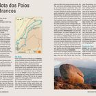 "Rota dos Poios Brancos" ist der Titel. Details zu Wanderroute, Länge 8 km, Dauer 3 1/2-4 Std. Karte und Foto von Felsen vorhanden.