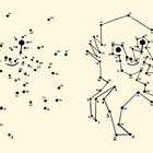 Punkte mit Zahlen von 1 bis 64; links zerstreut, rechts verbunden und bilden eine Katze.