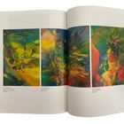 Zu sehen sind drei Gemälde von Ruth Baumgarte: "Feel the Elephants' Breath", "Turn of the Fire", "The Stream of Time".