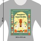 "Insekten und ihre Superkräfte" steht groß auf einem Buchcover mit einer detaillierten Illustration einer Fliege in der Mitte.
