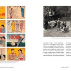 Illustration mit Text: "Ka-san butaicho" - Kamishibai-Geschichte von 1939. Schwarz-Weiß-Foto: Militärisches Kamishibai-Theater.