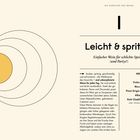 "Leicht & spritzig. Einfacher Wein für schlichte Speisen (und Partys!). WEINE: Vinho Verde, Muscadet, Pinot Grigio. Illustration."