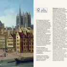 Ein Text beschreibt die Nachhaltigkeitsstrategie des Verlags, darunter farblich illustrierte Architektur aus früheren Jahrhunderten.