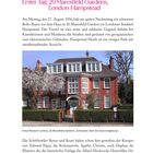 II. Filmrolle. Erster Tag: 20 Maresfield Gardens, London-Hampstead. Bild eines roten Backsteinhauses mit weißen Fenstern.