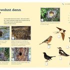 "Wer wohnt denn hier?" Übersichtsseite mit Bildern von Vogelnestern und unterschiedlichen Vögeln zum Zuordnen.