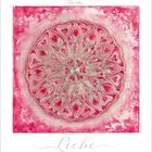 Zitat: "Lieben heißt, das Glück des anderen wollen." Darunter steht "Liebe". Mandala in Rosa- und Goldtönen.