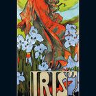 "IRIS", Musik von P. Mascagni, Libretto von L. Illica. Kalender für Mai 2021. Illustration mit einer Frau in Rot und Blumen.