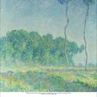 "5 2021" unten links. Impressionistisches Gemälde mit Bäumen, grün-blauem Laub, zwei hohe schlanke Bäume rechts.