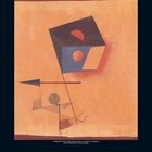 Kalenderblatt vom Mai 2021. Eine abstrakte Illustration mit geometrischen Formen auf einem orangefarbenen Hintergrund.