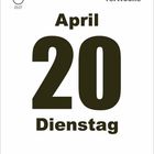 April 20, Dienstag. 16. Woche. Oben links eine Uhrzeit, 23:27. Minimalistisches Design mit großem Datum.