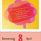 Ein Dialog zwischen zwei Kerzen endet mit "Ich glaub, ich geh aus." Darunter steht: Donnerstag, 8. April.