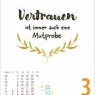 "Vertrauen ist immer auch eine Mutprobe." Kalenderseite mit Daten und Uhrzeiten. Montag, 3. Mai.